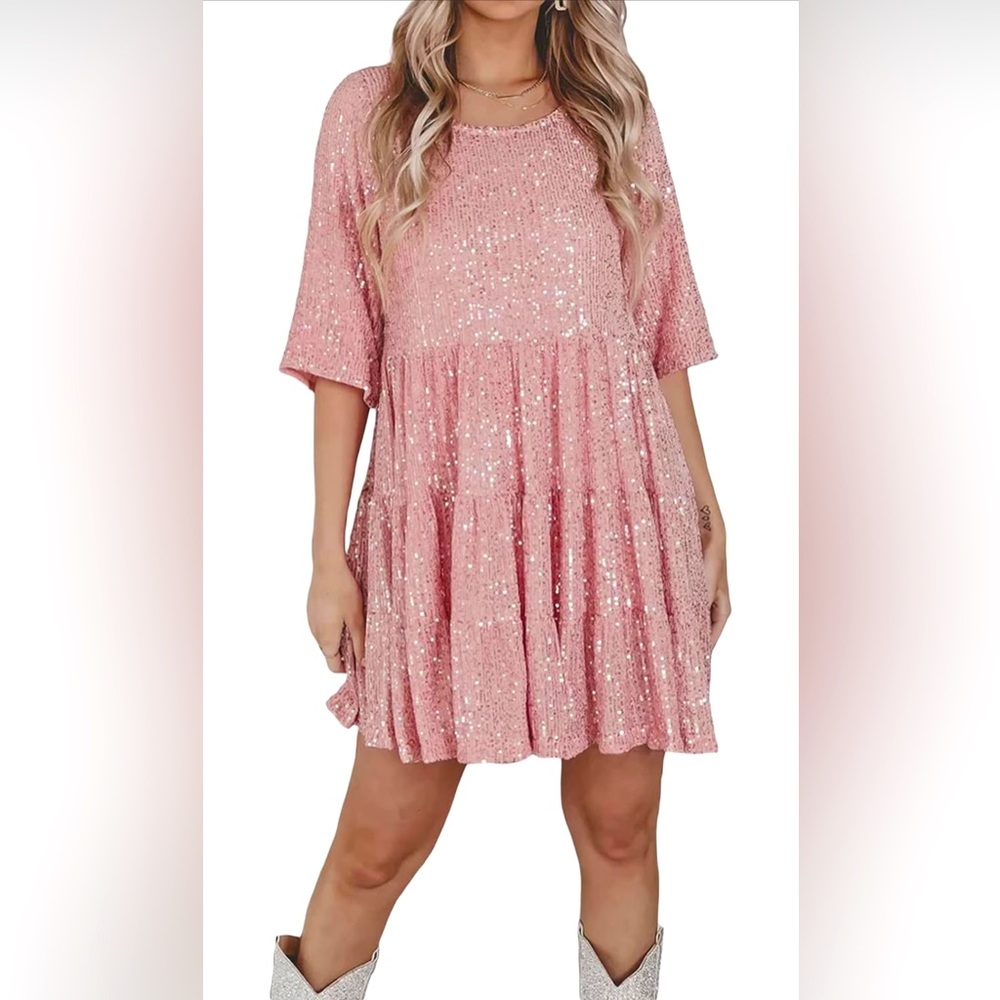 Pink sequin dress